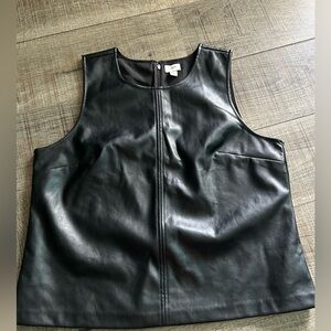 Black Faux Leather Sleeveless Top